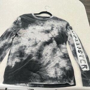 Hollister, long sleeve T-shirt size S tie-dye with black, gray and white